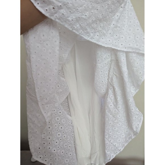 ZARA $99NWT WOMAN V-NECK OPENWORK EMBROIDERED MIDI DRESS WHITE ZIP | 3384/916 - Picture 10 of 11